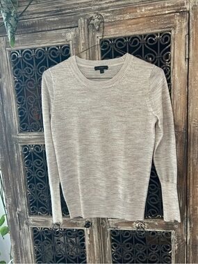 J. Crew Neutral Metallic Heathered Crewneck Pullover